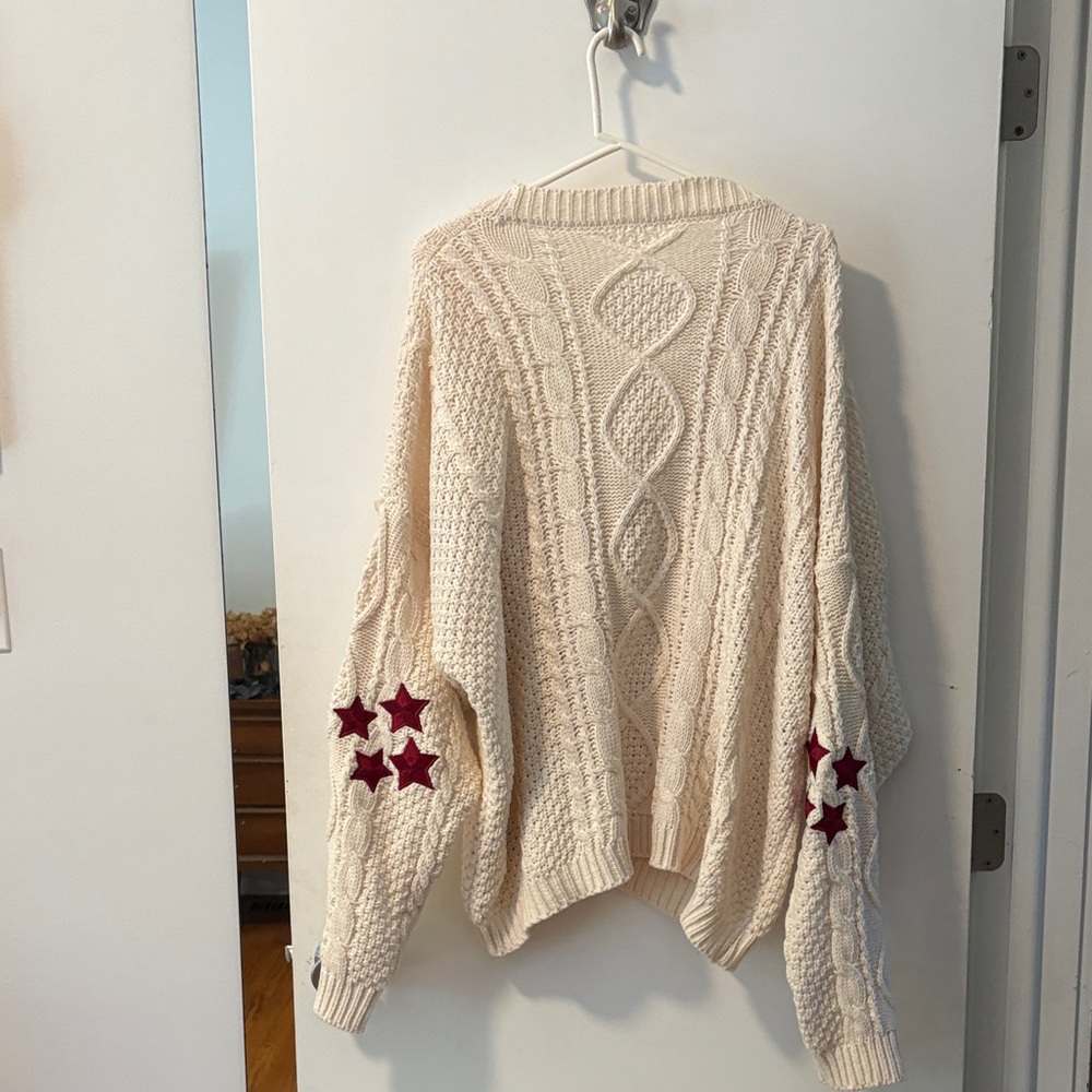 Taylor Swift Cream Cardigan with Red Star Details - Picture 5 of 6